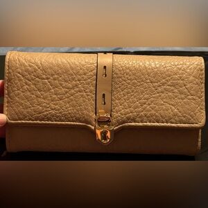 NWT Tan Vegan Leather Pebbled Texture Clutch Wallet
